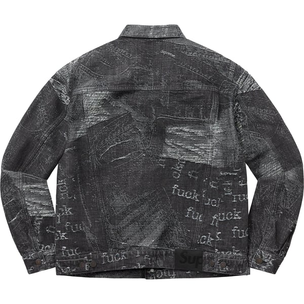 Supreme Archive Denim Jacquard Trucker Jacket - Black (front)