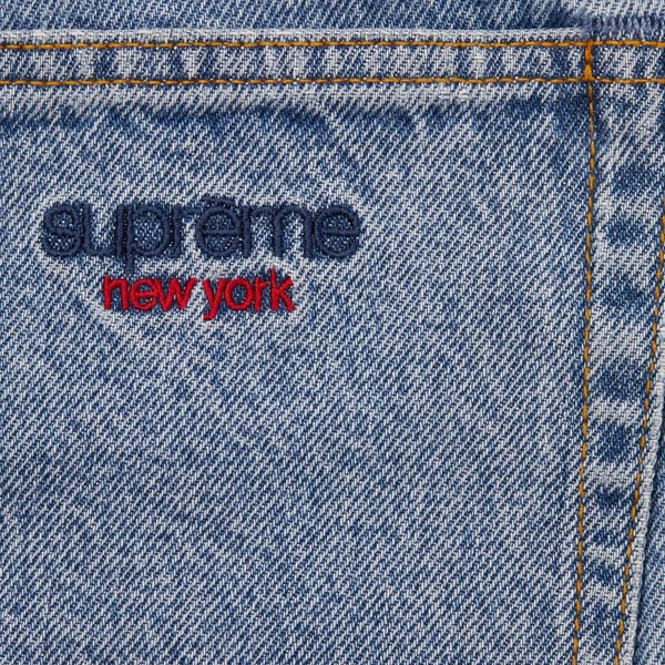 Supreme Baggy Denim Short - Washed Indigo (front)