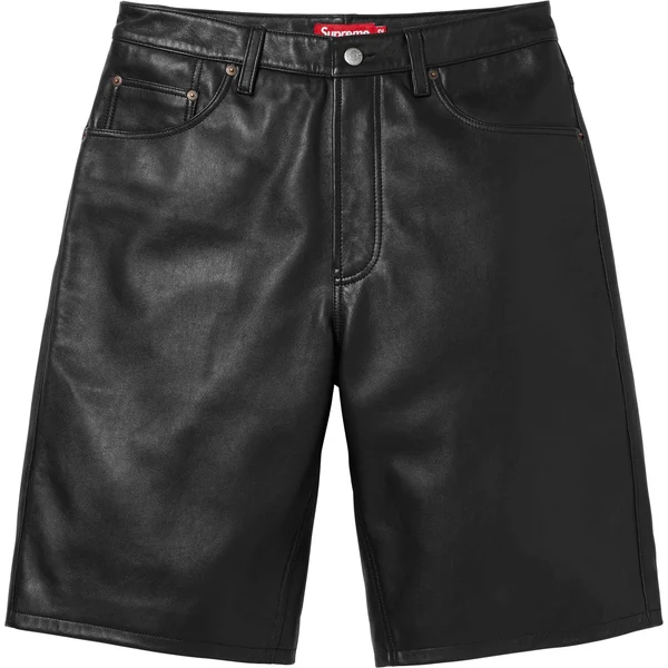 Supreme Baggy Leather Short - Black (front)