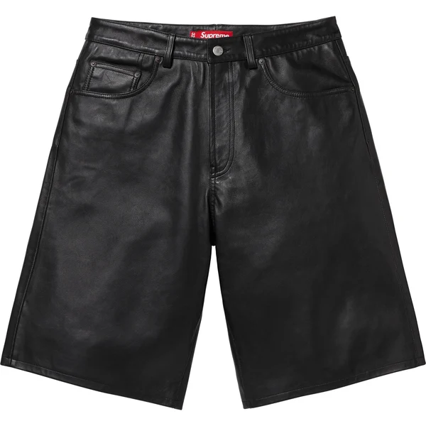 Supreme Baggy Leather Short - Black (front)
