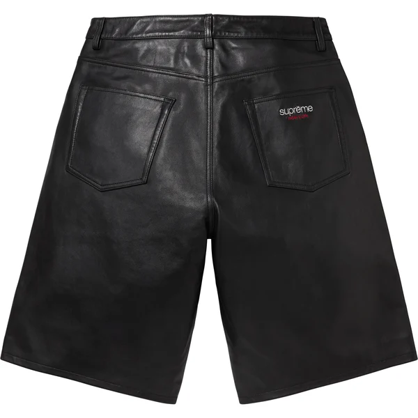 Supreme Baggy Leather Short - Black (front)