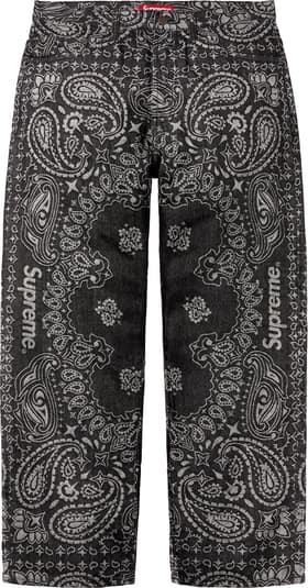 Supreme Bandana Jacquard Baggy Jean Black