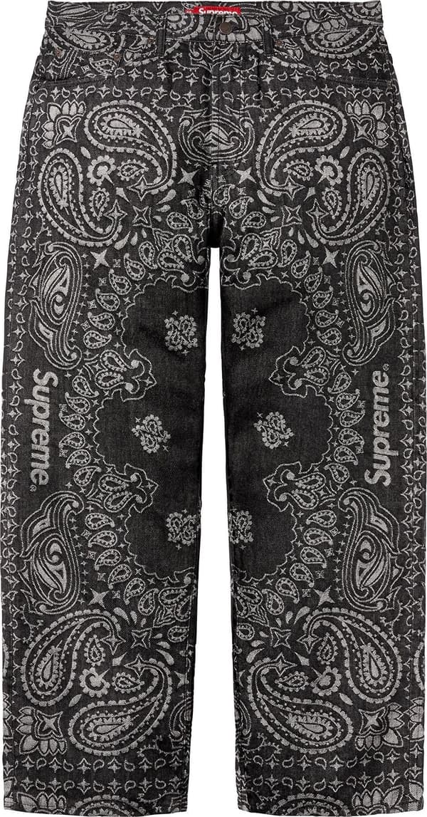 Supreme Bandana Jacquard Baggy Jean - Black (front)
