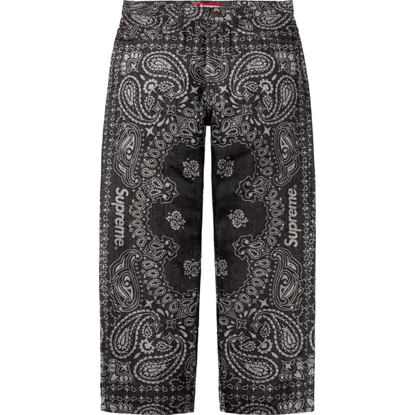Supreme Bandana Jacquard Baggy Jean - Black (front)