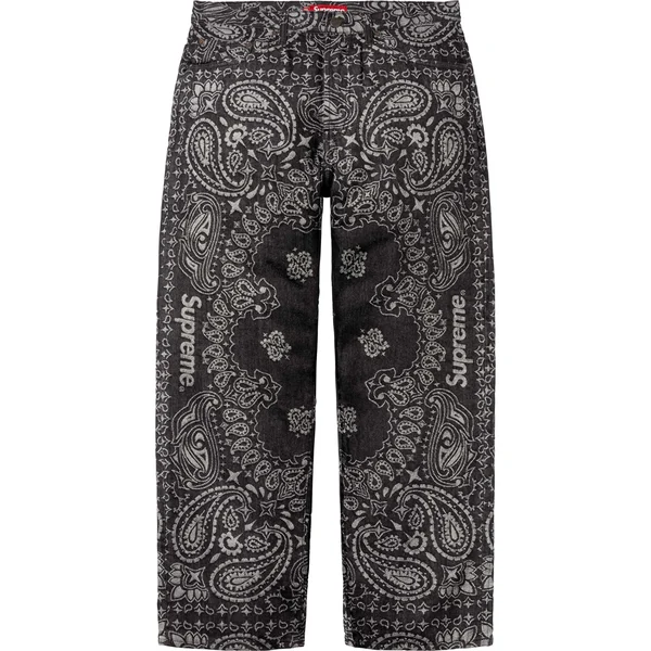 Supreme Bandana Jacquard Baggy Jean - Black (front)
