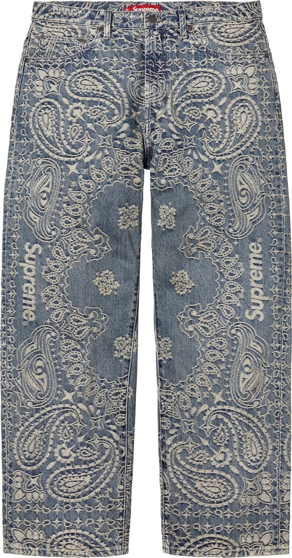 Supreme Bandana Jacquard Baggy Jean - Blue (front)