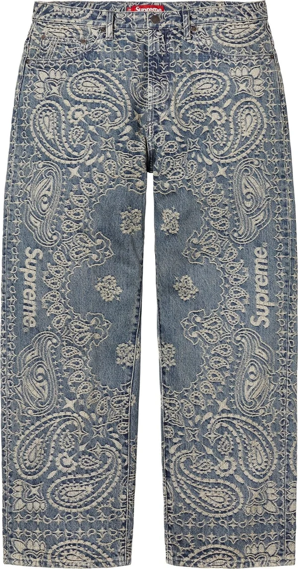 Supreme Bandana Jacquard Baggy Jean - Blue (front)