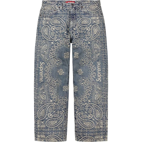 Supreme Bandana Jacquard Baggy Jean - Blue (front)