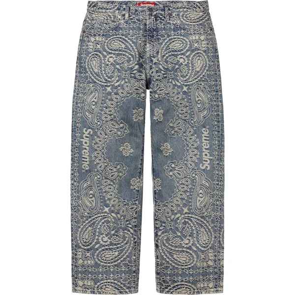 Supreme Bandana Jacquard Baggy Jean - Blue (front)