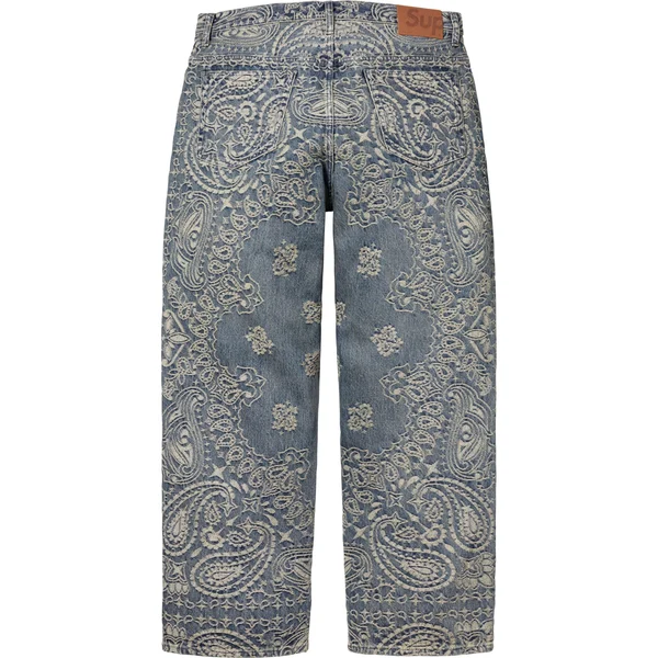 Supreme Bandana Jacquard Baggy Jean - Blue (front)