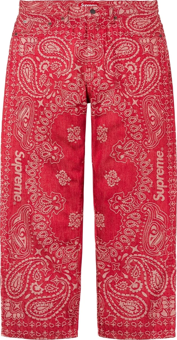Supreme Bandana Jacquard Baggy Jean - Red (front)