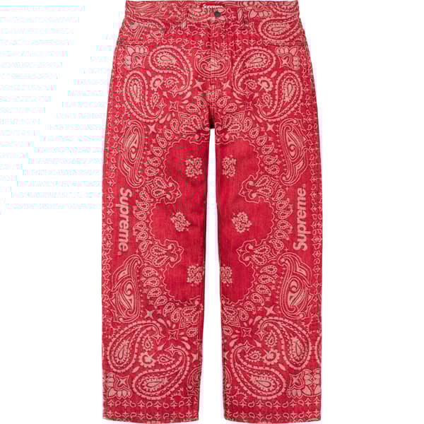 Supreme Bandana Jacquard Baggy Jean - Red (front)
