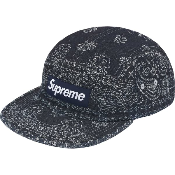 Supreme Bandana Jacquard Denim Camp Cap - Indigo (front)