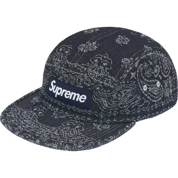 Supreme Bandana Jacquard Denim Camp Cap - Indigo (front)