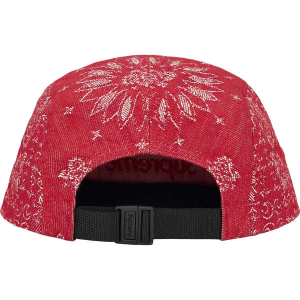 Supreme Bandana Jacquard Denim Camp Cap - Red (front)
