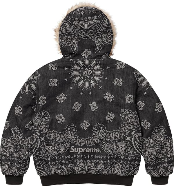Supreme Bandana Jacquard Denim Hooded Work Jacket - Black (front)