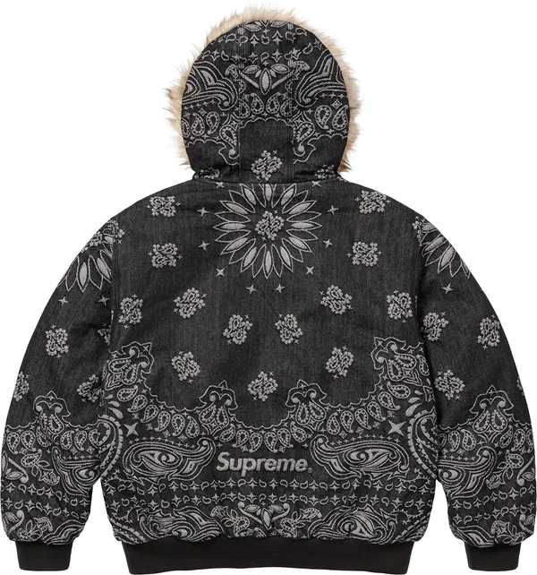 Supreme Bandana Jacquard Denim Hooded Work Jacket - Black (front)