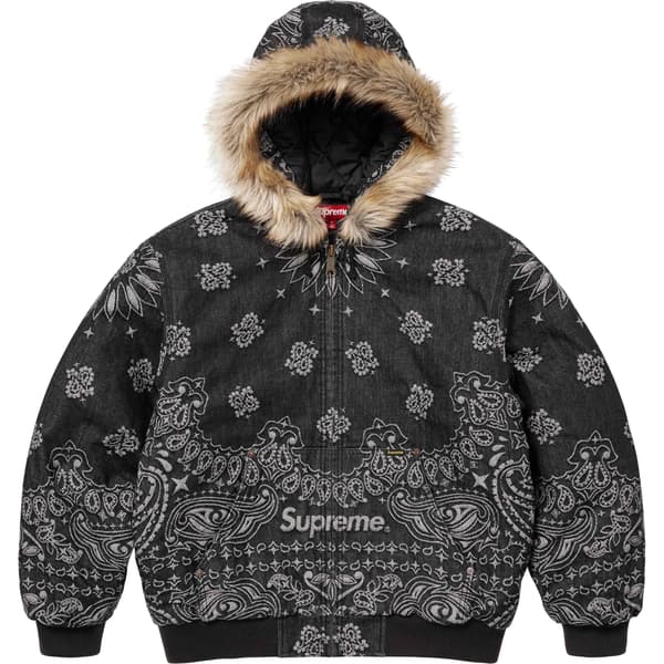Supreme Bandana Jacquard Denim Hooded Work Jacket - Black (front)