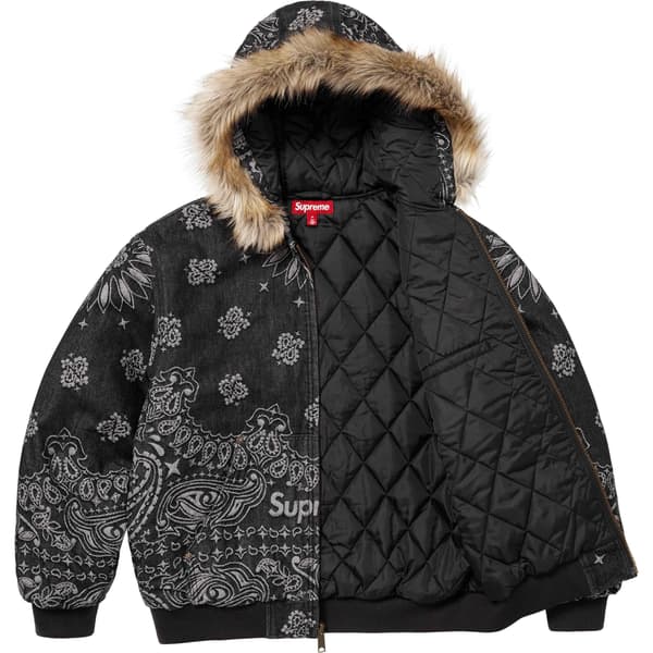 Supreme Bandana Jacquard Denim Hooded Work Jacket - Black (front)