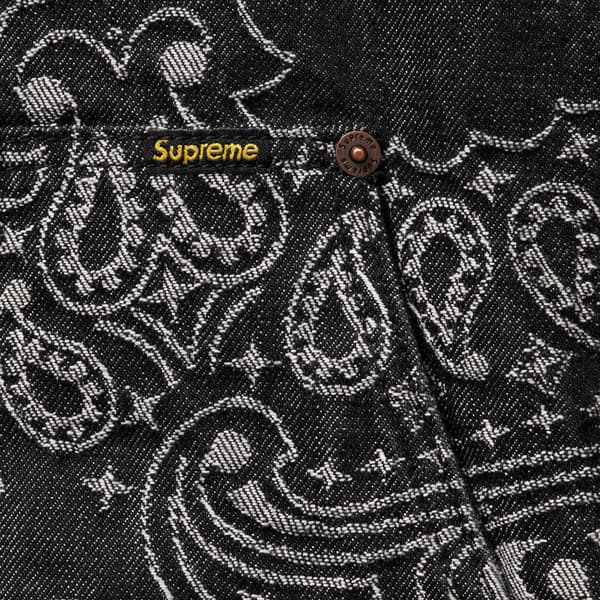 Supreme Bandana Jacquard Denim Hooded Work Jacket - Black (front)