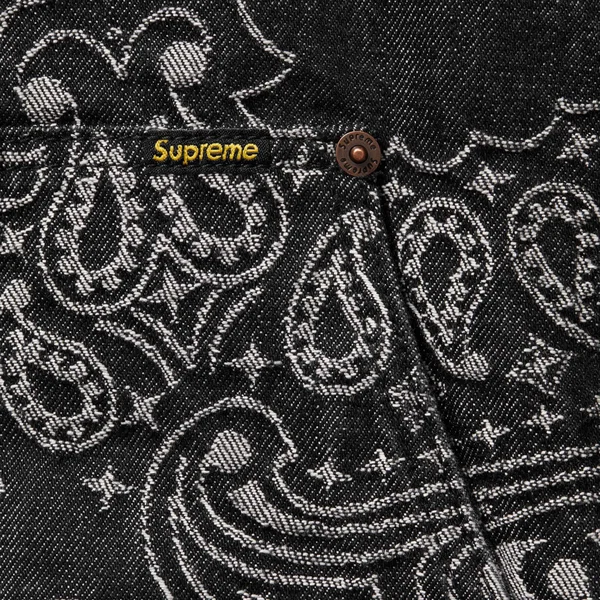 Supreme Bandana Jacquard Denim Hooded Work Jacket - Black (front)