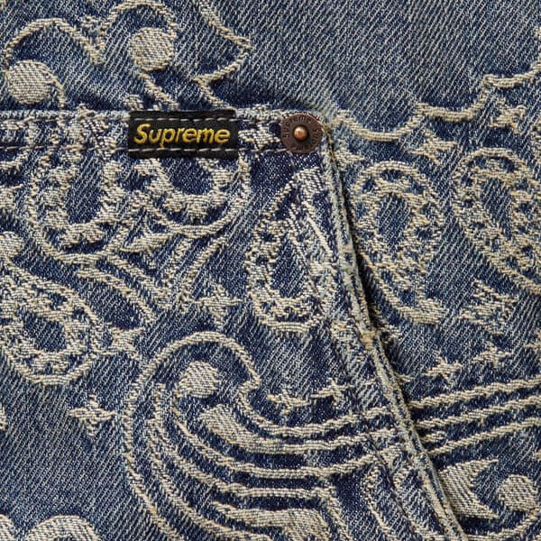 Supreme Bandana Jacquard Denim Hooded Work Jacket - Blue (front)