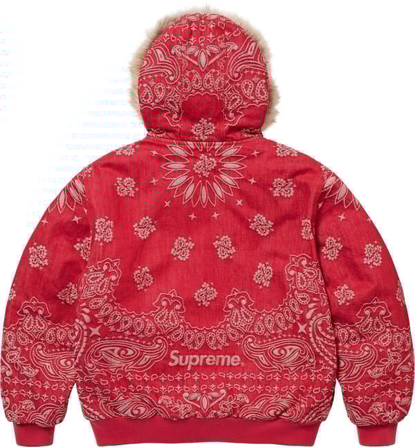 Supreme Bandana Jacquard Denim Hooded Work Jacket - Red (front)
