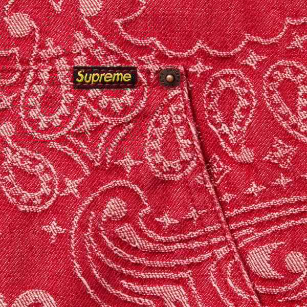 Supreme Bandana Jacquard Denim Hooded Work Jacket - Red (front)