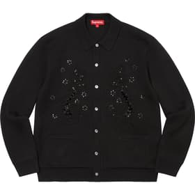 Supreme Beaded Appliqué Cardigan Black
