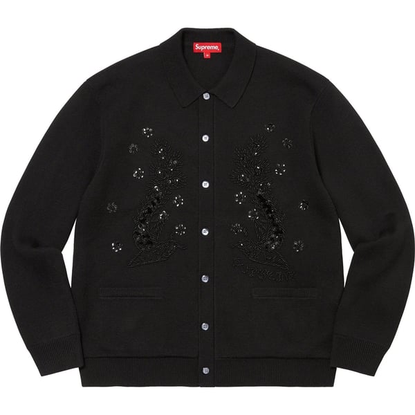 Supreme Beaded Appliqué Cardigan - Black (front)