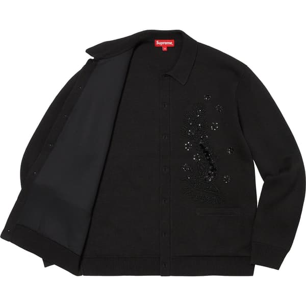 Supreme Beaded Appliqué Cardigan - Black (front)