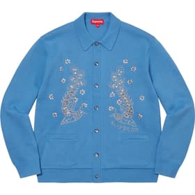 Supreme Beaded Appliqué Cardigan Bright Blue