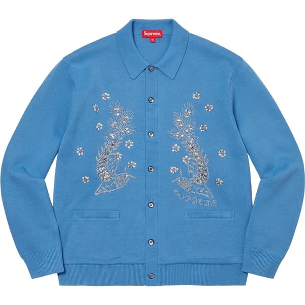Supreme Beaded Appliqué Cardigan - Bright Blue (front)
