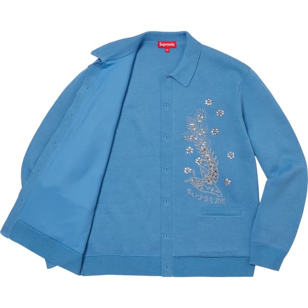Supreme Beaded Appliqué Cardigan - Bright Blue (front)