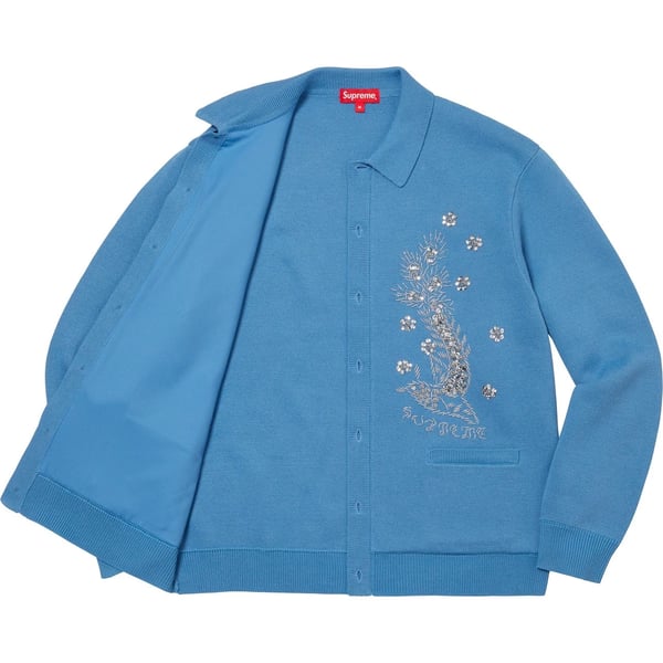 Supreme Beaded Appliqué Cardigan - Bright Blue (front)