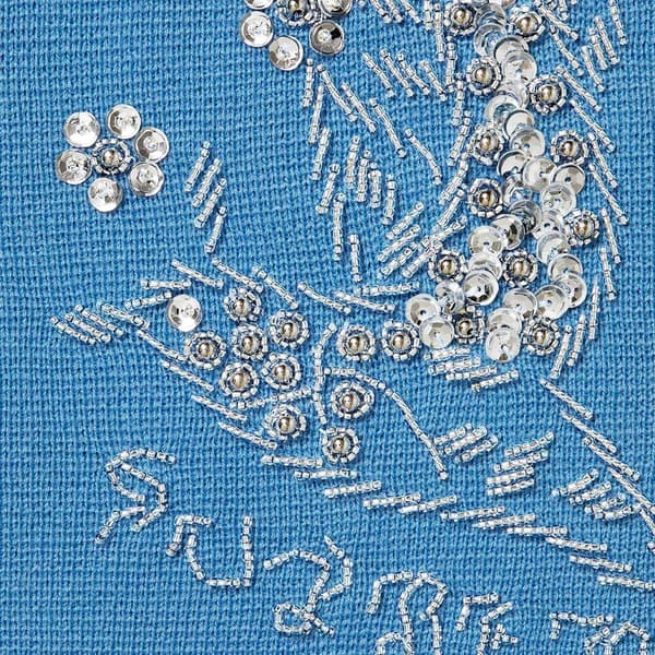 Supreme Beaded Appliqué Cardigan - Bright Blue (front)