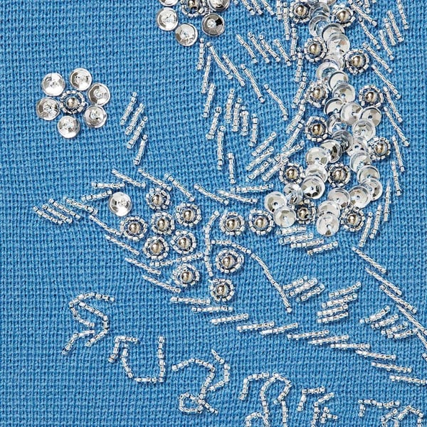 Supreme Beaded Appliqué Cardigan - Bright Blue (front)