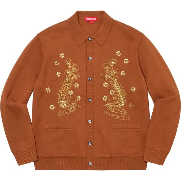 Supreme Beaded Appliqué Cardigan - Rust (front)