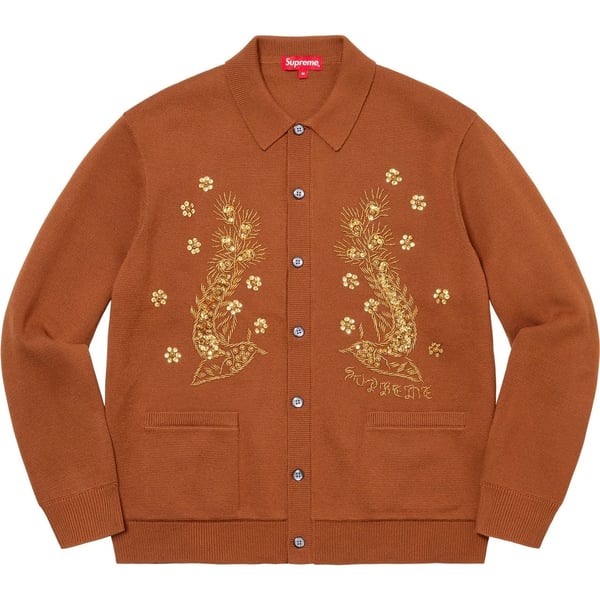 Supreme Beaded Appliqué Cardigan - Rust (front)