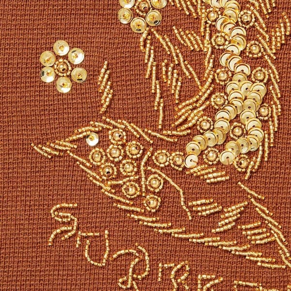 Supreme Beaded Appliqué Cardigan - Rust (front)