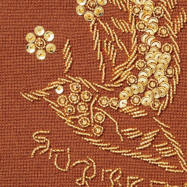 Supreme Beaded Appliqué Cardigan - Rust (front)