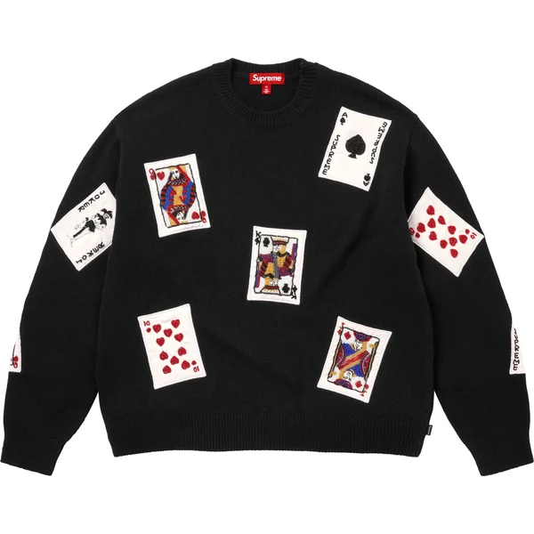 Supreme Beaded Cards Sweater - Black (front)
