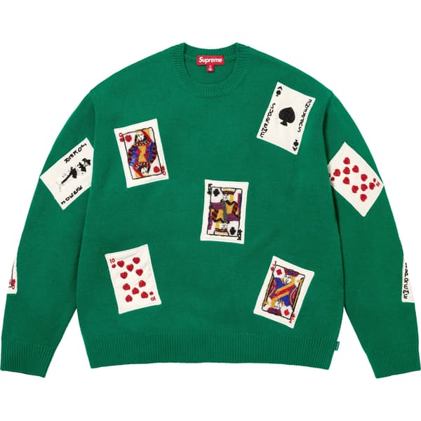 Supreme Beaded Cards Sweater - Green (front)