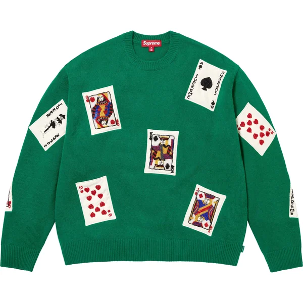 Supreme Beaded Cards Sweater - Green (front)