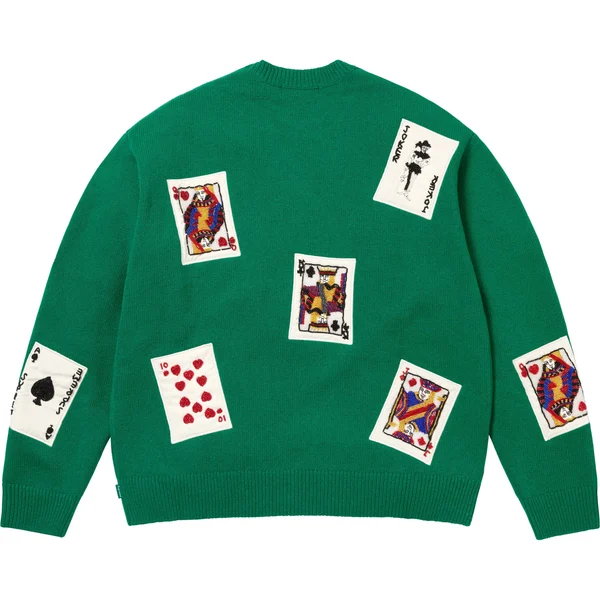 Supreme Beaded Cards Sweater - Green (front)