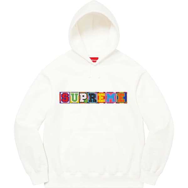 Supreme Beaded Hooded Sweatshirt - White (front)