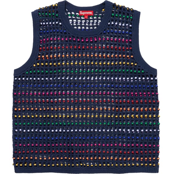 Supreme Beaded Sweater Vest - Navy (front)