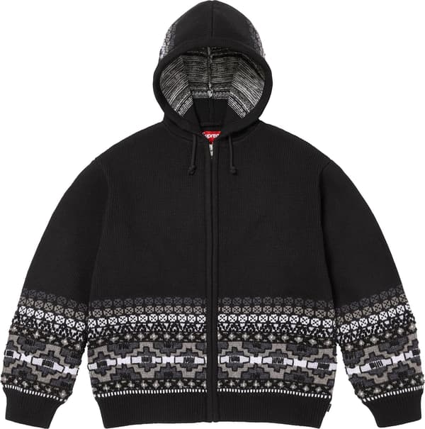 Supreme Beaded Zip Up Hooded Sweater - Black (front)