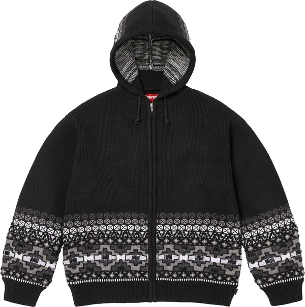 Supreme Beaded Zip Up Hooded Sweater - Black (front)