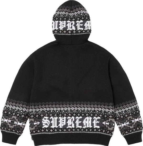 Supreme Beaded Zip Up Hooded Sweater - Black (front)
